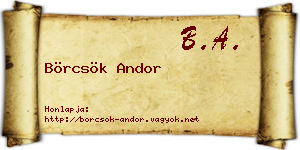 Börcsök Andor névjegykártya